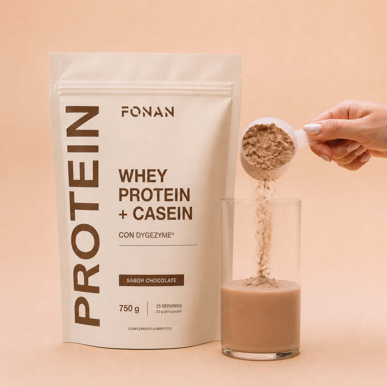 Preparación del batido FONAN Proteína Choco
